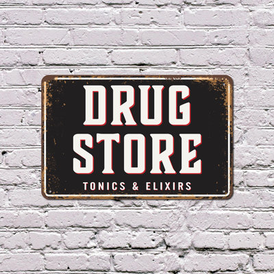 Drug Store Street 13 Inch x 20 Inch Plastic Sign