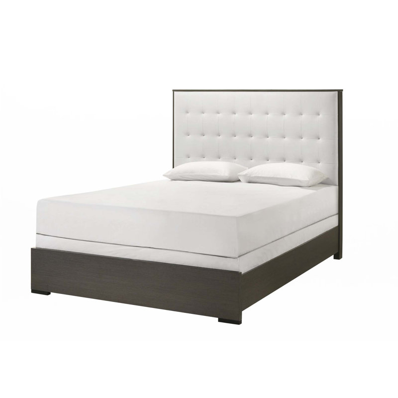 Tête de lit à panneau capitonnée en bois, Double