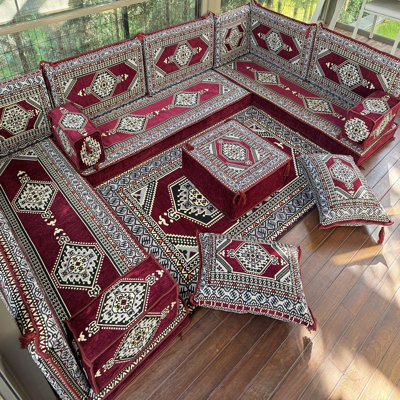 Ensemble de canapé modulaire rembourré avec coussins modulaires Kilim