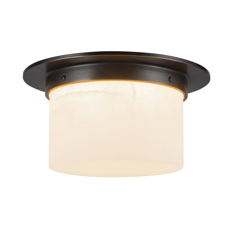 Mineral 11-in Brass Flush Mount, Alabaster, Oil Rubbed Bronze
