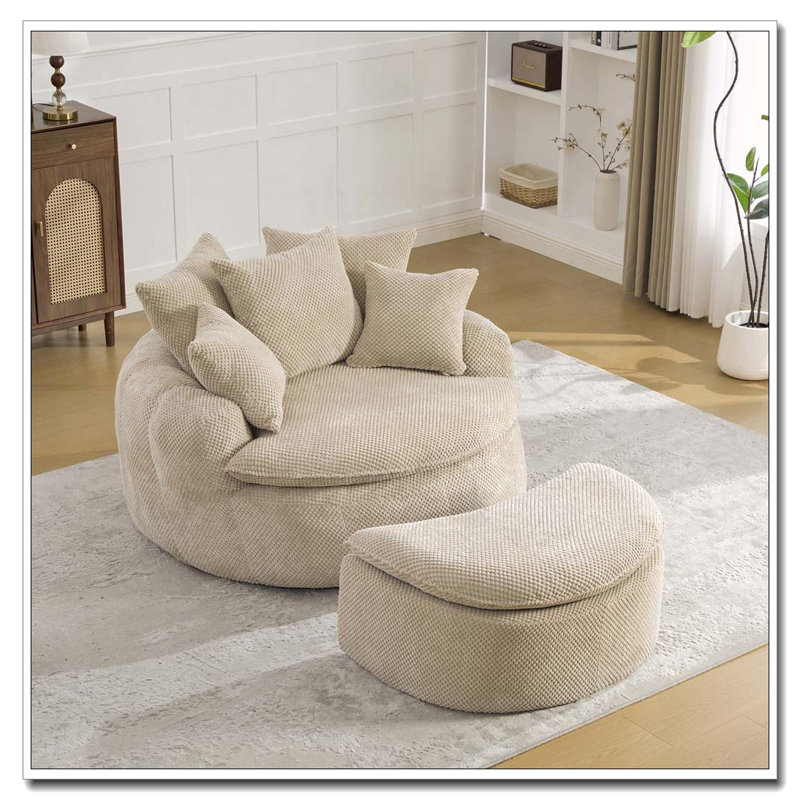 Chaise longue surdimensionnée avec repose-pieds, taupe Fabric