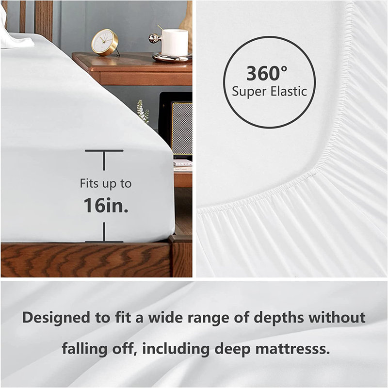 Ensemble de draps froids en rayonne de bambou, luxueusement doux et rafraîchissant, ensemble de draps blancs, Grand, Blanc