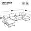 Canapé modulaire en forme de U 139 po avec console de rangement, charge USB, porte-gobelets, repose-pieds de rangement mobile et larges sièges en velours côtelé de 139 po-952971145