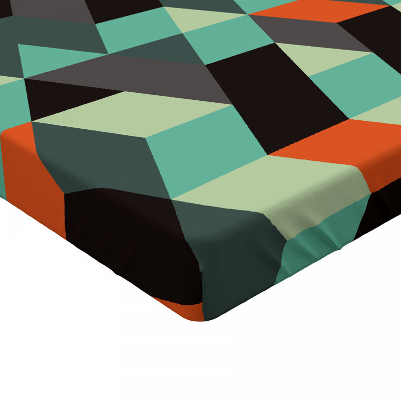 Microfiber Geometric Fitted Sheet, Twin Fitted Sheet
