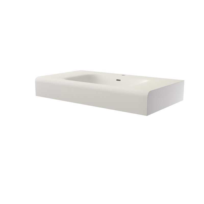 Bathroom Basin Sink Solid Surface Stone Resin - Matte White, 57.3 Lb, 39.1 In Depth, 21.82 Width, 7.24 Height Flawless Integration All Designs, Discoloration Construction, Wall Or Countertop