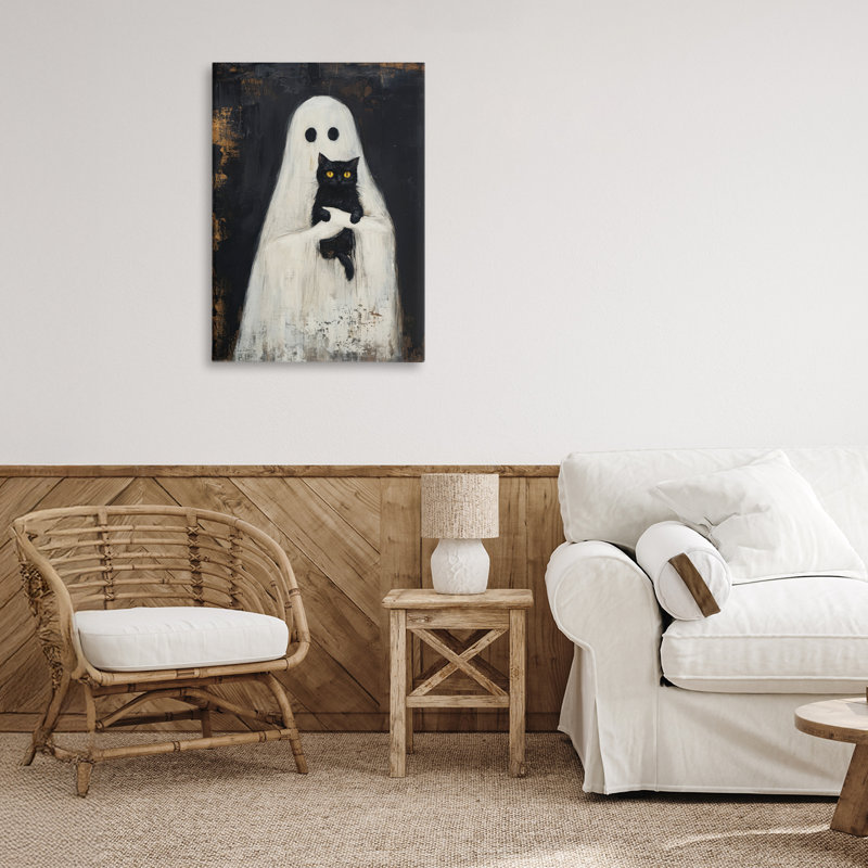 «Black Kitty & Ghost», conception par Petal Prints Design, H 24 po x l 16 po