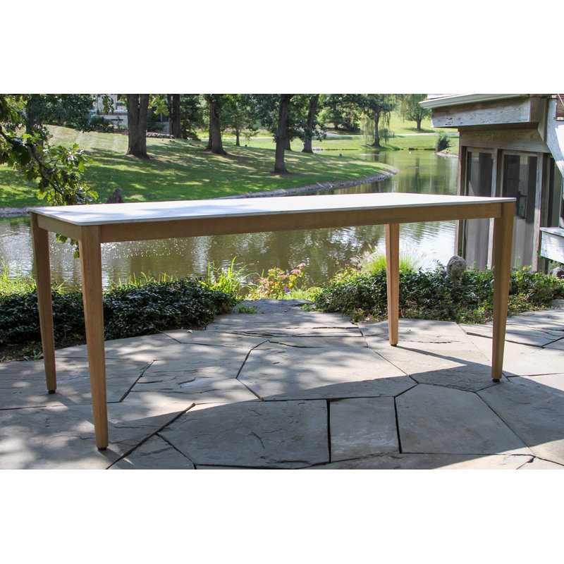 Lochland Antique Wash Eucalyptus & Marble Composite Dining Table, White