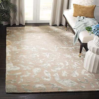 Tapis taupe en laine / coton / viscose touffeté à la main Jorie
