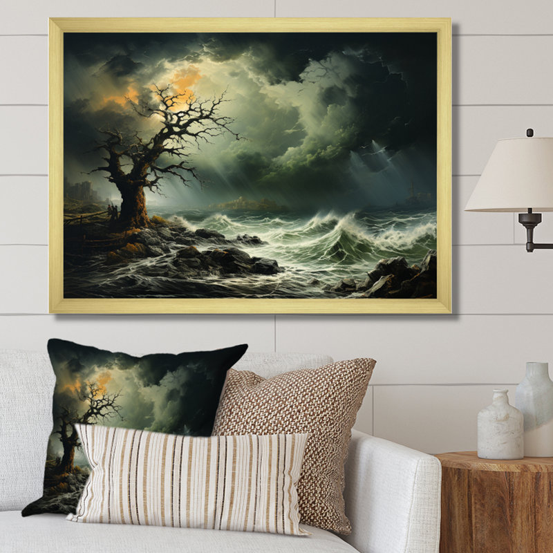 Green Windswept Drama Storm - Nautical & Beach Wall Decor, Cadre doré à une seule photo, H 12 po x l 20 po x P 1 po