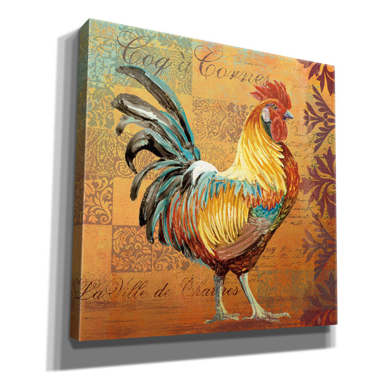 «Coq Motifs 1» par Art Licensing Studio, art mural sur toile, H 26 po x l 26 po x P 1,5 po