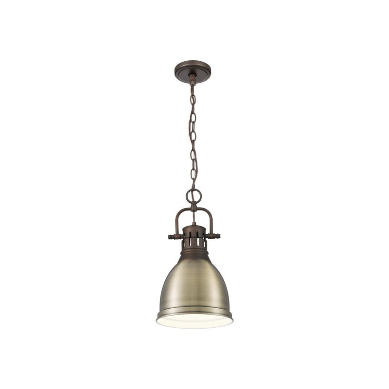 Luminaire suspendu 1 lumière avec chaîne Aljona, Doré, Bronze huilé, H 16,5 po x l 8,875 po x P 8,875 po