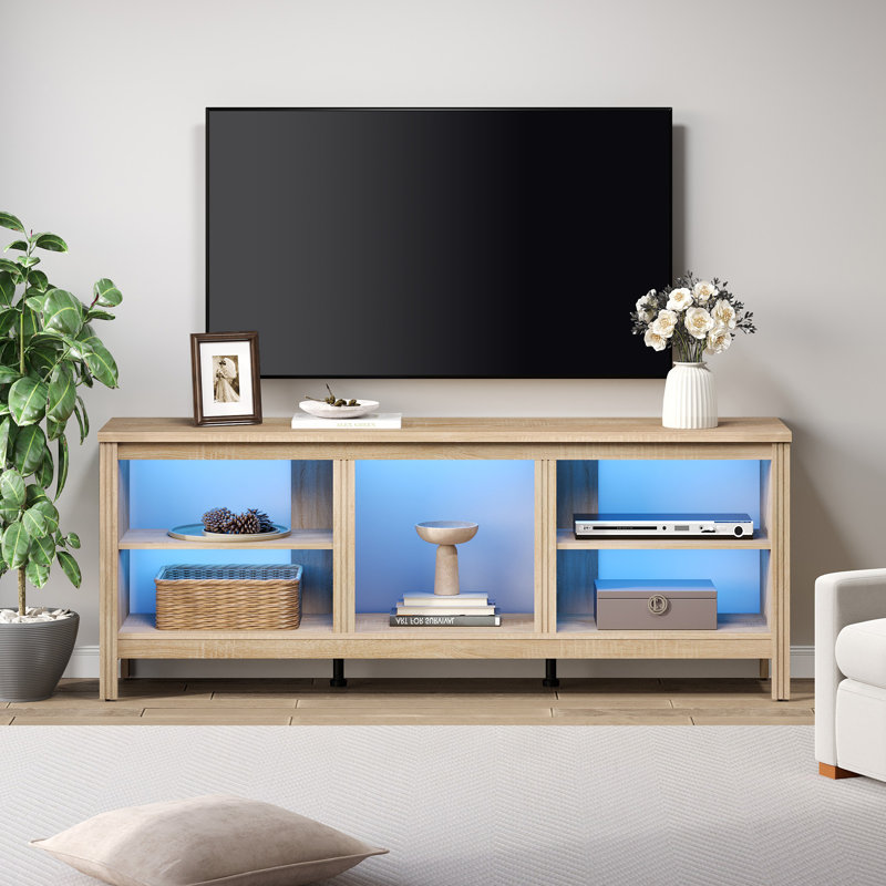 Crédence de rangement l 70 po Ashae, Chêne / DEL bleue