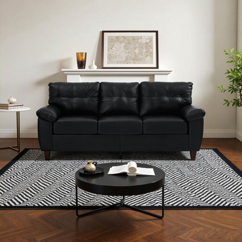 Upholstered Sofa, Black, 35" H x 59" W x 32.3"D