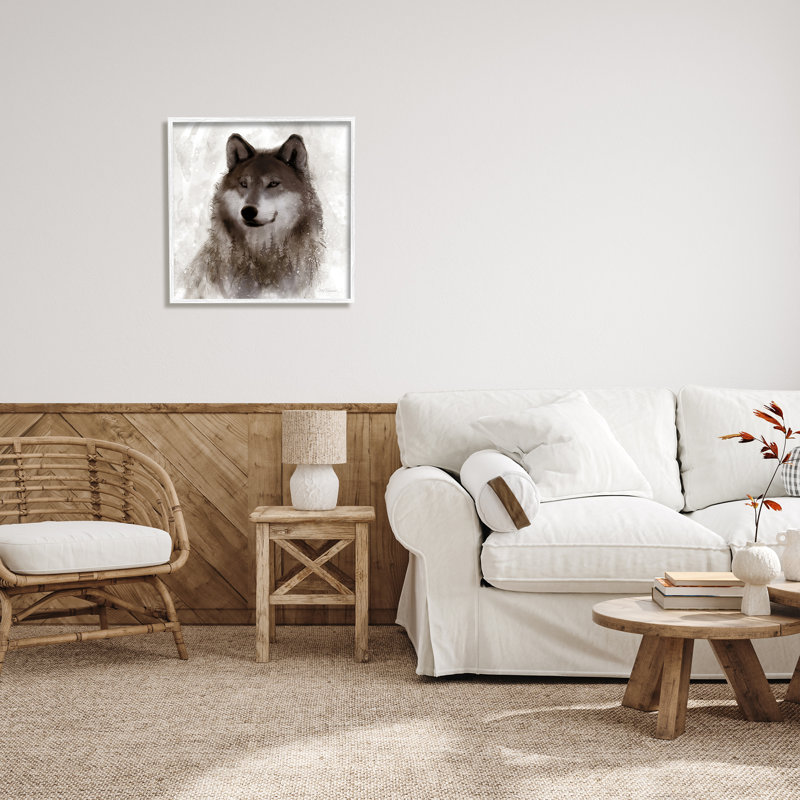 «Woodland Wild Wolf», abstrait, sapin, forêt, ferme grise, giclée, art texturé par Carol Robinson