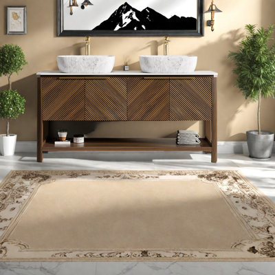 Meuble-lavabo moderne et spacieux avec lavabo en marbre et armoire en bois durable