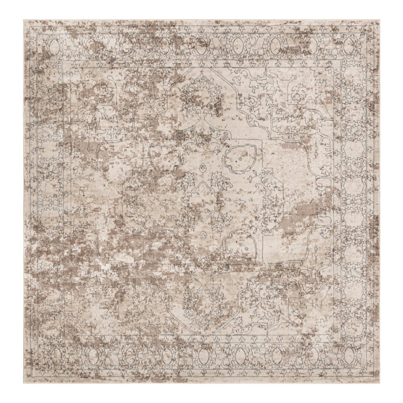 Cantey Oriental Ivory Area Rug, Square 10'