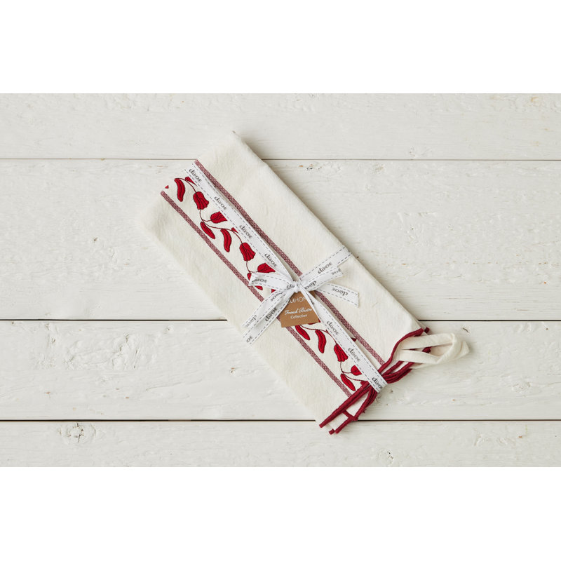Kitchen Tea Towel Tulip, Merlot Red