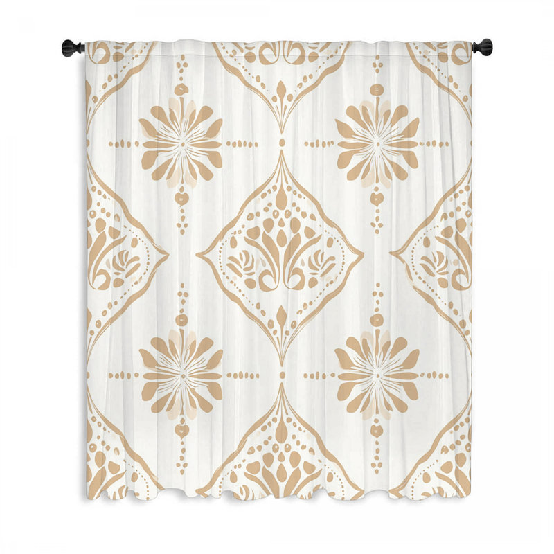 Ornate Mandala Window Curtains, Pattern Blockout & Sheer Curtains - 1 Panel, 50" W x 96" L