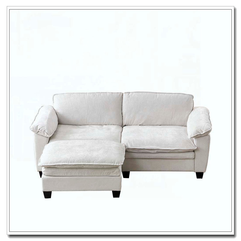 Causeuse de luxe avec repose-pieds et canapé rembourré en chenille douce, Beige
