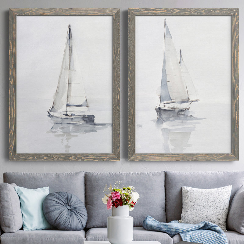 Alfhild Misty Harbor I, toile encadrée de qualité supérieure - prête à être accrochée, H 24 po x l 36 po, Toile encadrée