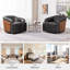 Fauteuil demi-tonneau pivotant en cuir véritable-784534207
