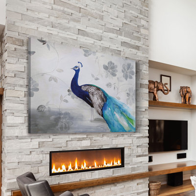 «Peacock Fable Cool» par Christine Lindstrom, reproduction sur toile