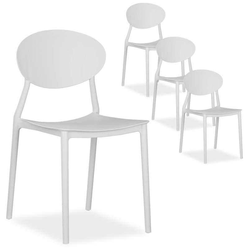 Eilonwy Stacking Patio Dining Side Chair, White