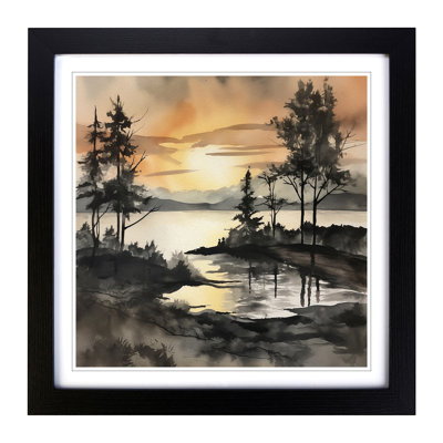 Sunrise Ink Wash No.5 - Framed Print