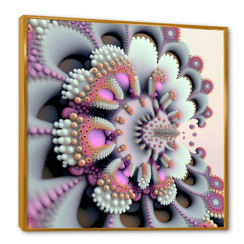 Pastel fractale simplicité IV - impression, H 30 po x l 30 po x P 1 po, Toile avec cadre flottant or