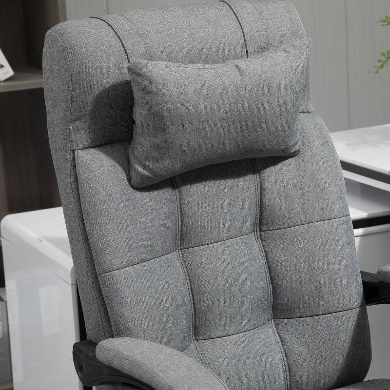 Wedigo Linen Office Chair with Headrest, Light Grey Linen