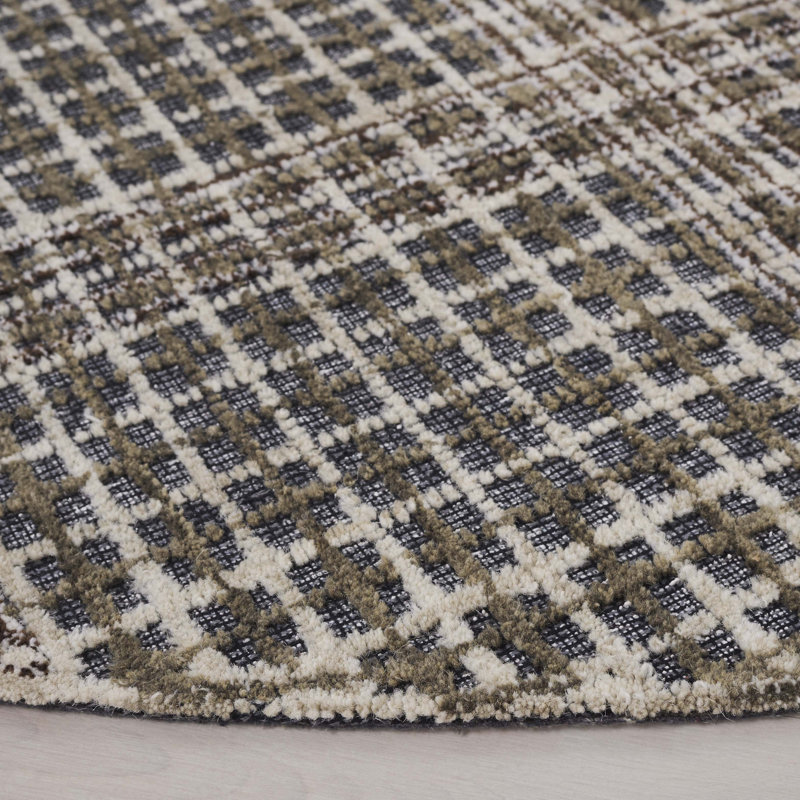 Tapis géométrique en laine et coton touffeté Tietjen, Rond 6 pi