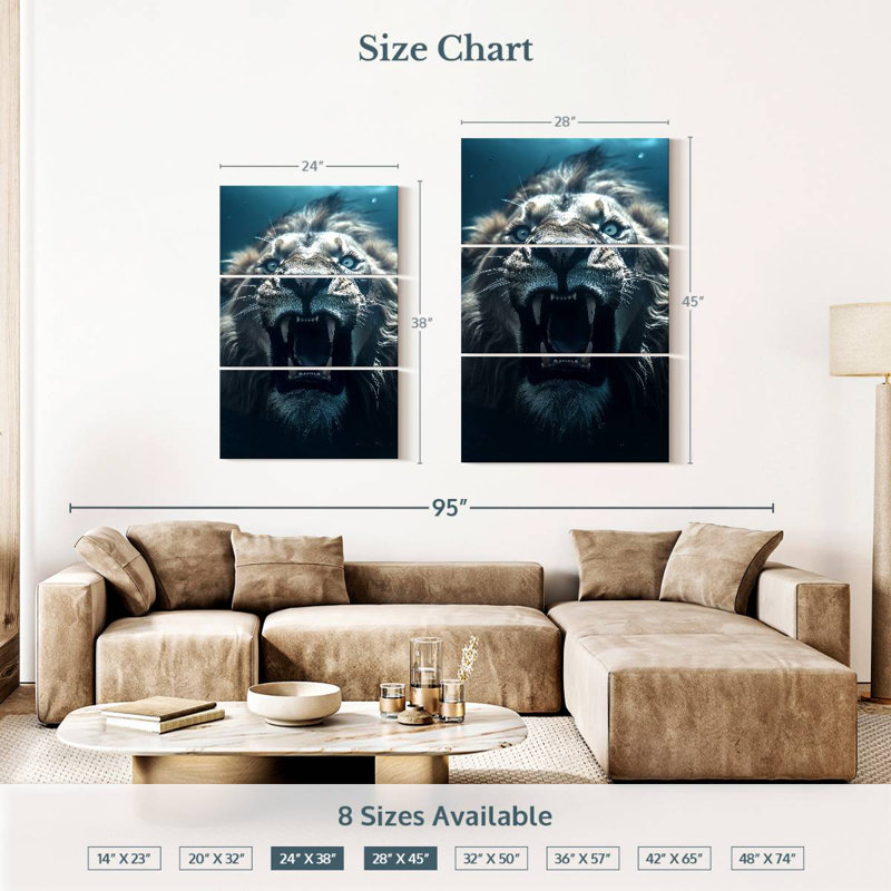 Brampt Lion Swimming, 38" H x 24" W