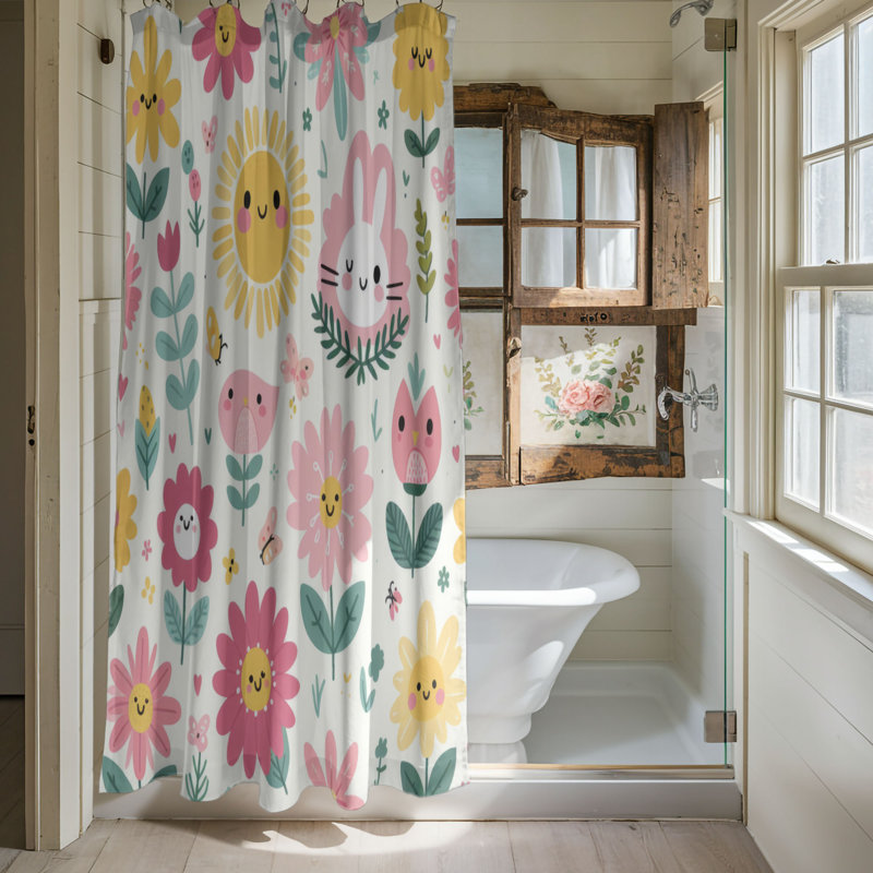 Fresh Spring Blossoms - 1 Piece Standard Shower Curtain, 74" H x 71" W