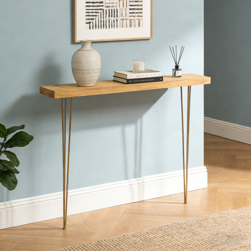 100cm W Rectangular Solid Wood Console Table Wall Mounted Shelves