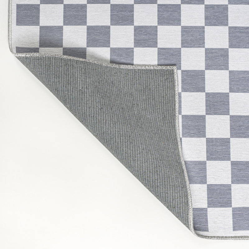 Mariquilla Modern Cottage Checkerboard Washable Purple Gray/White Rug, Rectangle 8'10" x 12'