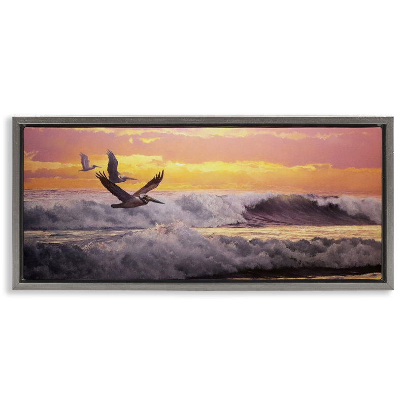 "Eernal Rhythms Seascape", art mural encadré par Mark Kelso, H 11 po x l 25 po, Cadre flottant orme Montalcino