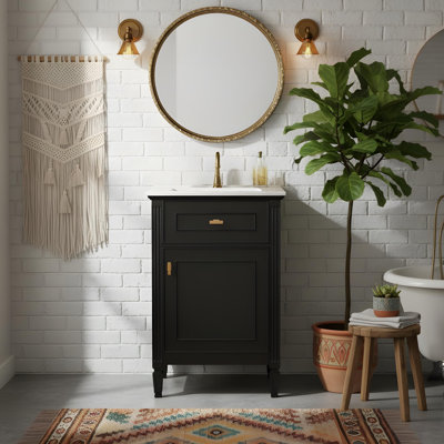 Armoire de salle de bain moderne et robuste avec beaucoup de rangement et lavabo
