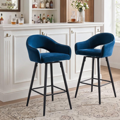 360°Swivel Upholstered Bar Stools with Iron Frame