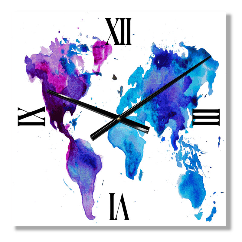 Horloge murale moderne mauve et bleue, Petit