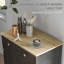 Sideboard Buffet, 2-Drawer/Adjustable Shelf, Solid Wood Top for Kitchen - Distressed Black