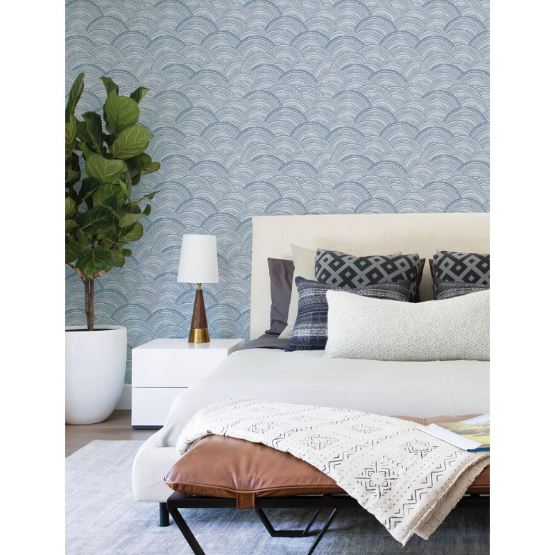 Encircle Indigo Geometric Wallpaper, Blue