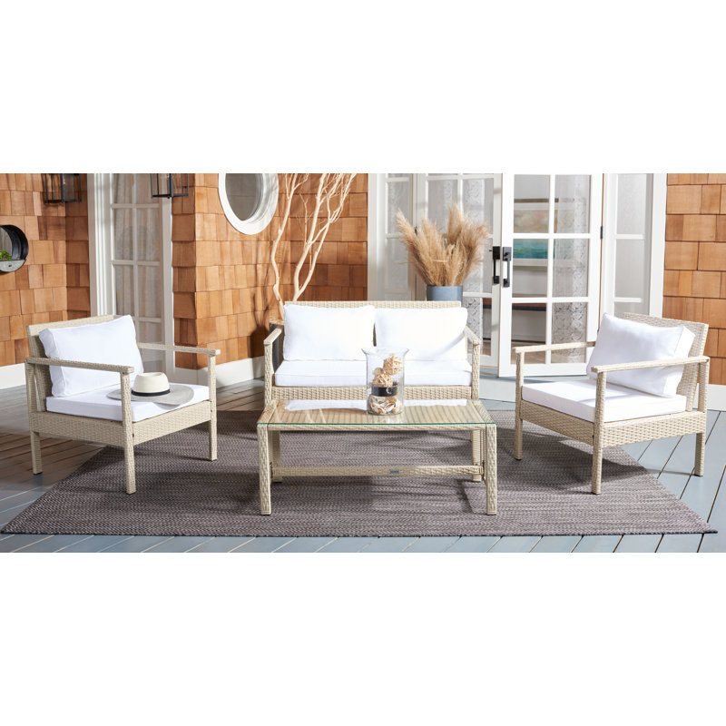 Cabbar 4 - Person Patio Conversation Set with Cushions, Beige