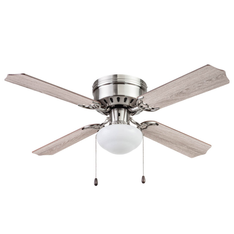 Cherry Hill 42'' Ceiling Fan with Light Kit, Brushed Nickel with Light Oak/Gray Oak Blades