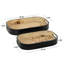 Cole and Grey Wooden Black Living Room Decor Tray with Light Brown Interior and Handles Set