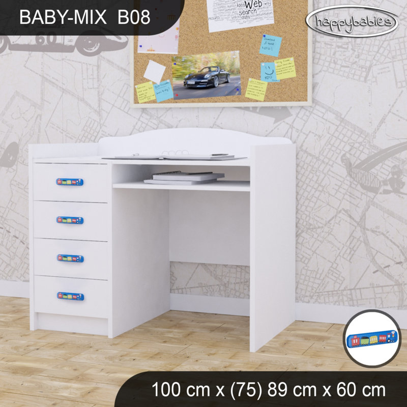 100cm Computer Desk, White/Blue