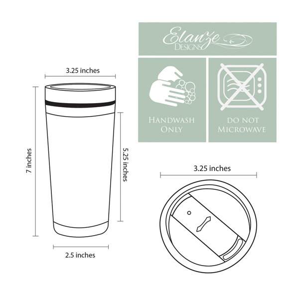 CounterArt Blue Line Insulated Plastic Travel Tumbler with Lid 16 oz.