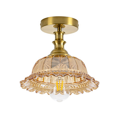 Plafonnier encastré 1 lumière en verre floral l 9,8 po