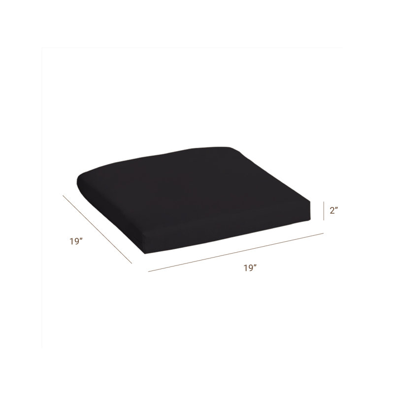 Coussin de siège d'extérieur, Noir, 19 po x 19 po