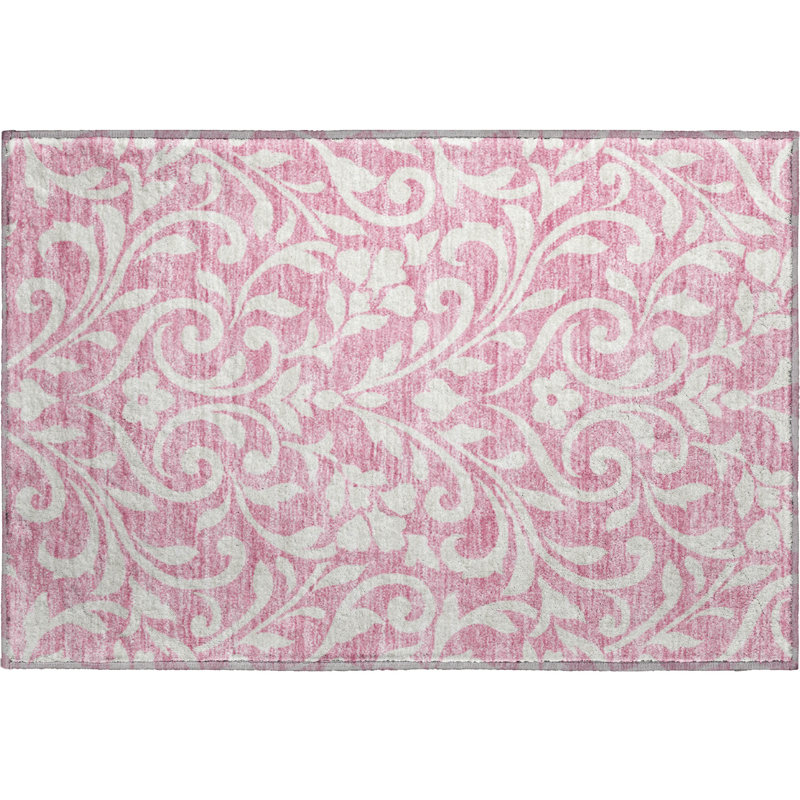 Premium Machine Washable Prisco Pink Rug, Rectangle 1'8" x 2'6"