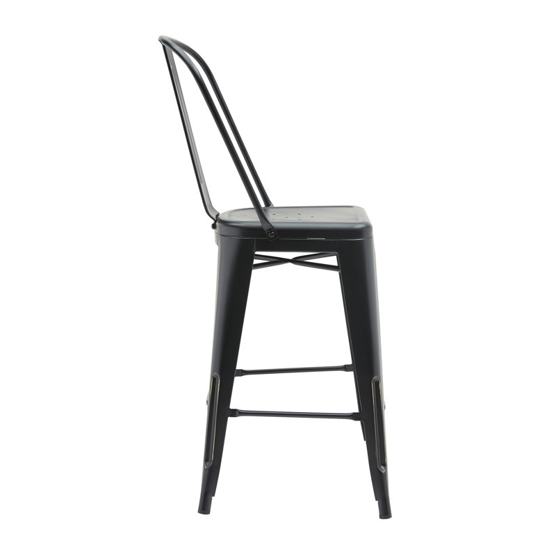 Kiplin Counter Stool with Metal Frame, Black